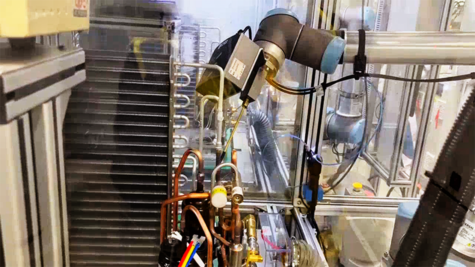 Vision-Guided Positioning for Air Conditioning Halogen Leak Testing